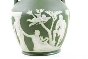Antique Wedgwood Portland Vase in olive green and white jasperware - 2