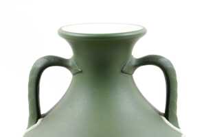 Antique Wedgwood Portland Vase in olive green and white jasperware - 4