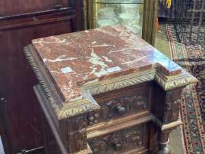 Antique French oak inverted breakfront bedside chest - 2