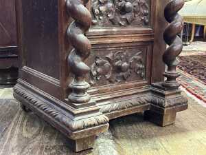 Antique French oak inverted breakfront bedside chest - 3