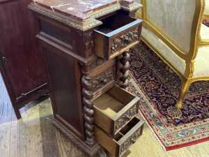 Antique French oak inverted breakfront bedside chest - 4