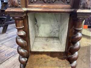 Antique French oak inverted breakfront bedside chest - 5