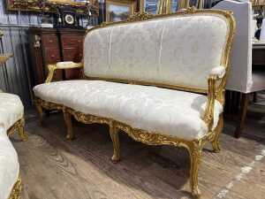 French Louis XV style three piece lounge suite - 2