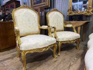 French Louis XV style three piece lounge suite - 3