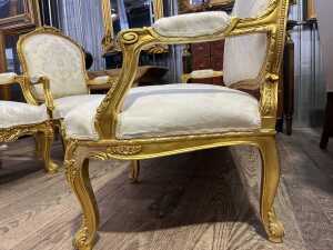 French Louis XV style three piece lounge suite - 4