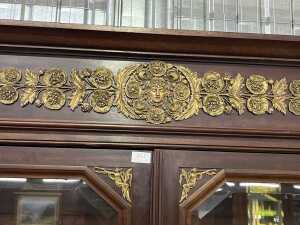 Antique French style walnut bookcase or display cabinet - 2