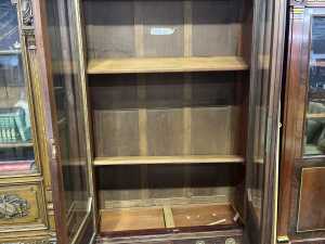 Antique French style walnut bookcase or display cabinet - 3