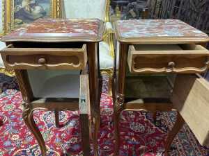 Pair of French walnut bedside tables - 4