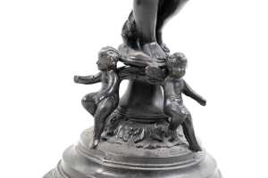 Pair of reproduction French Baroque cast metal cherub candelabra - 4