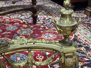 Pair of antique French Empire style solid brass fire dogs - 3