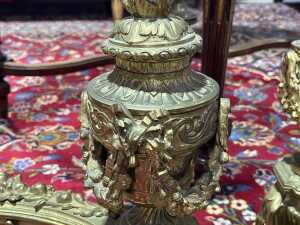 Pair of antique French Empire style solid brass fire dogs - 4