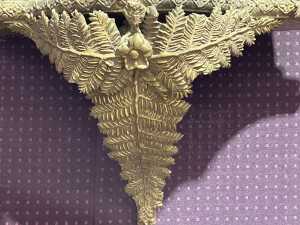 Antique gilt gesso mirror backed two tier wall shelf - 4