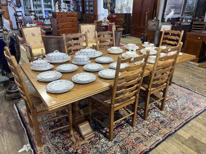 French provincial style oak seven piece dining suite