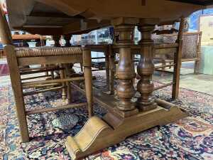 French provincial style oak seven piece dining suite - 4