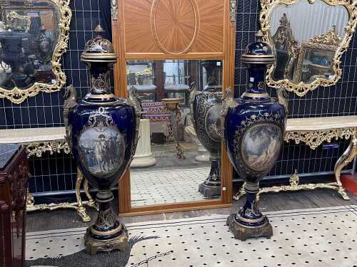 Pair of French Sevres style urns