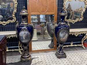 Pair of French Sevres style urns