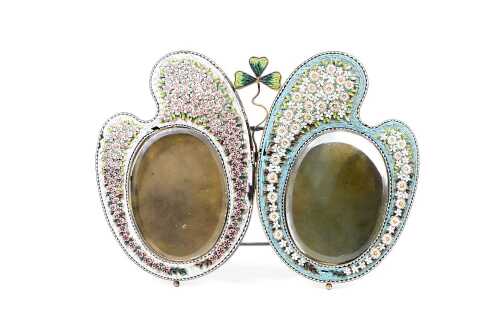 Antique Italian micro-mosaic double picture frame