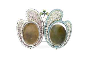 Antique Italian micro-mosaic double picture frame