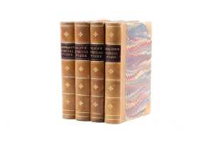 Four antique leatherbound Chandos Classics Poetic Works, c. 1869-1870.