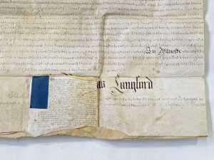 Antique will of Thomas Langford handwritten on vellum, 1733 - 3