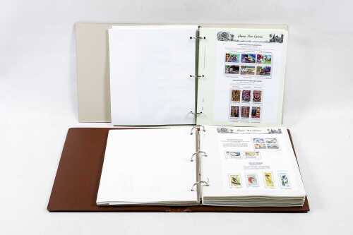 N.W Pacific Island, Papua New Guinea stamp albums in two slip cases