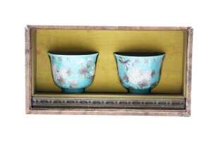 Pair of Lan Di porcelain cup - 4