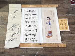 Four unmounted ink artwork