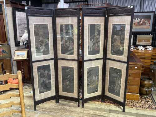 Oriental four panel screen