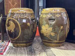 Pair of Chinese drum stools