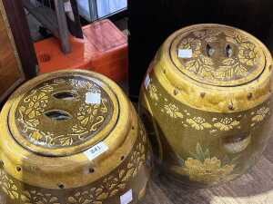 Pair of Chinese drum stools - 2