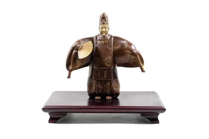 Japanese Meiji-style gilt spelter figure of a Noh Kabuki actor