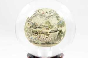 Chinese reverse-painted globe on revolving stand - 2