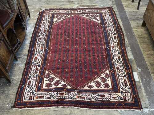 Vintage Persian Hamadan hand knotted wool rug