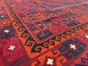 Afghan Kilim hand woven wool rug - 3