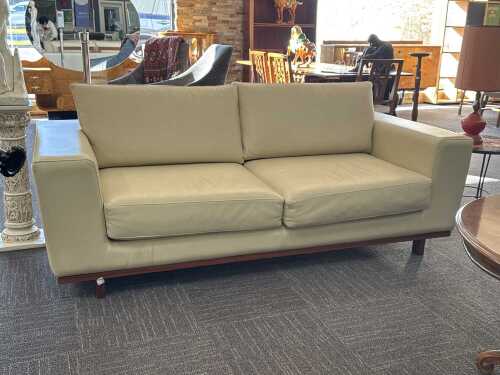 Artifex Australia two seater Brahman Rodeo cream leather sofa