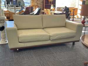 Artifex Australia two seater Brahman Rodeo cream leather sofa