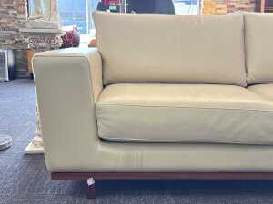 Artifex Australia two seater Brahman Rodeo cream leather sofa - 3