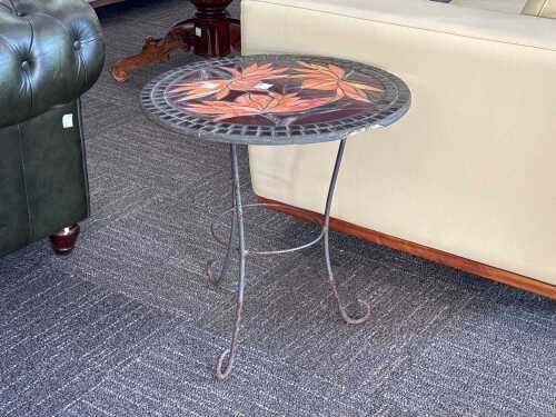 Round mosaic side table
