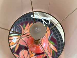 Mid-century turned timber and ceramic table lamp - 4