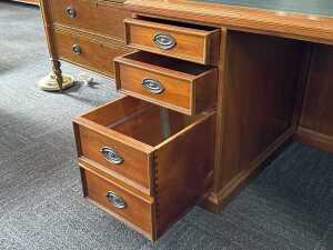 Executive twin pedestal desk with matching office chair - 4