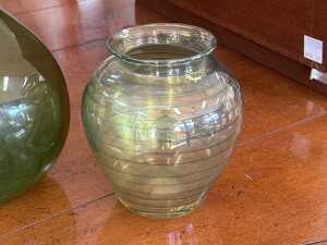 Two green art glass vases - 2