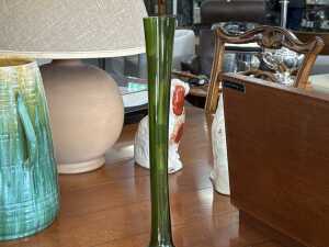 Two green art glass vases - 3