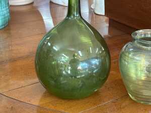 Two green art glass vases - 4