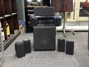 Denon surround sound receiver Model AVR-X520BT with 6x Klipsch speakers
