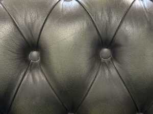 Cheserfield three-seater green leather sofa - 4