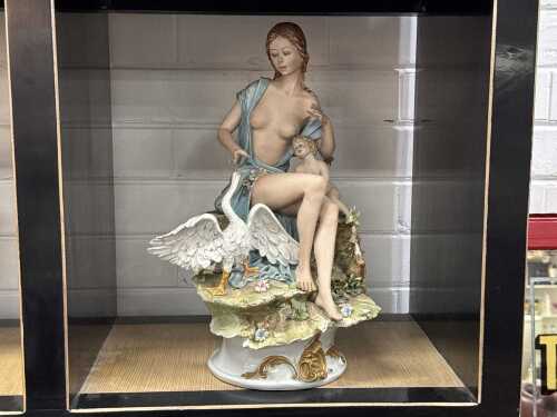 Capodimonte porcelain figure group of Leda and the Swan