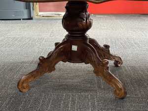 French ornate round timber coffee table - 3