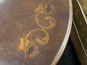 French ornate round timber coffee table - 4