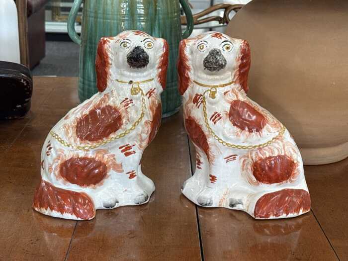 Pair of antique Staffordshire dogs