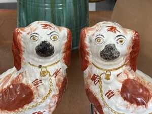 Pair of antique Staffordshire dogs - 2